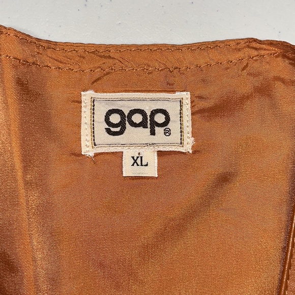 VTG 1970s Gap Size XL Caramel Brown Cowhide Nappa Button Front Vest Jacket - Picture 6 of 6